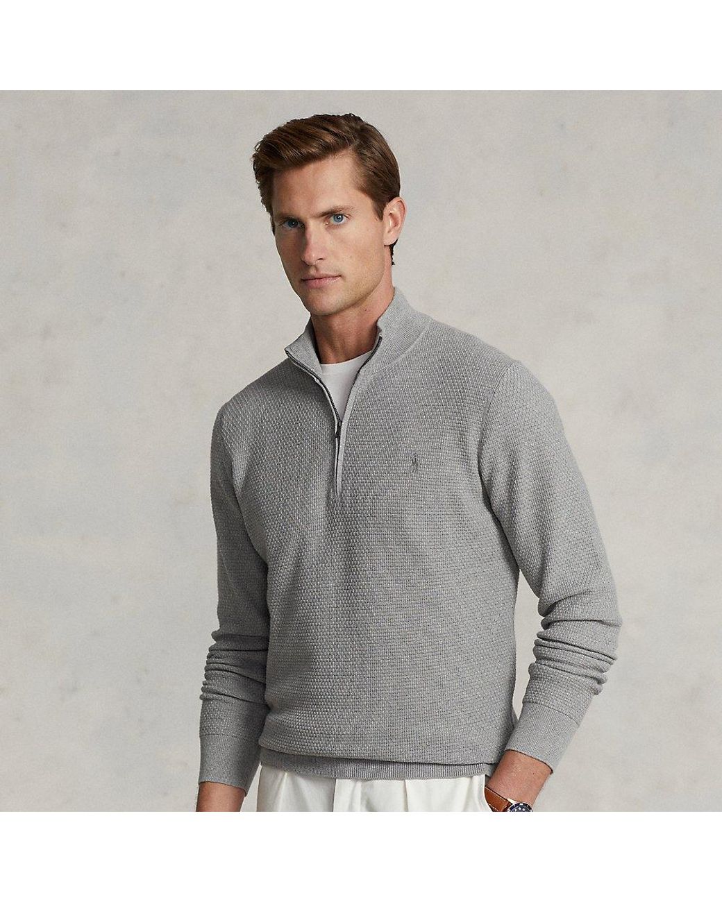 Ralph Lauren Performance Quarter zip Sweater in Grey for Men Lyst UK