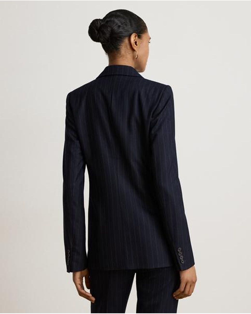 Ralph Lauren Blue Pinstripe Double-Breasted Twill Blazer