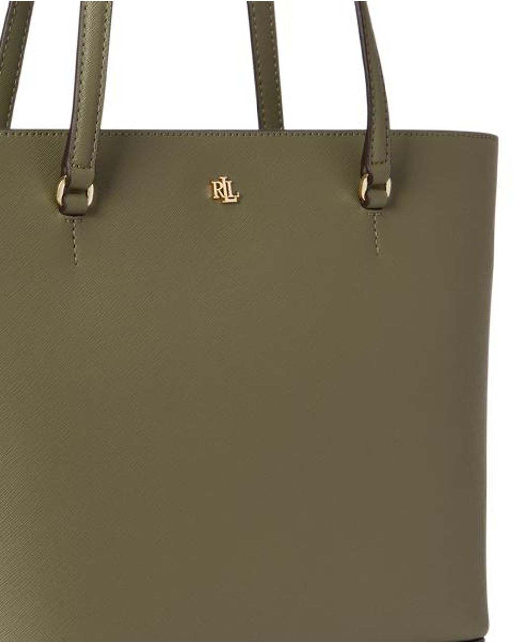 Ralph Lauren Blue Medium Karly Crosshatch Leather Tote