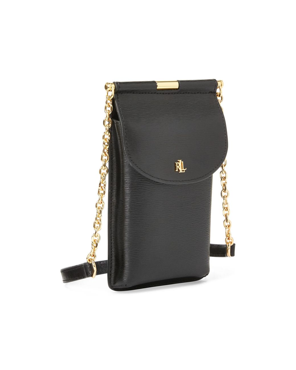 Ralph Lauren Leather Crossbody Phone Bag in Black | Lyst