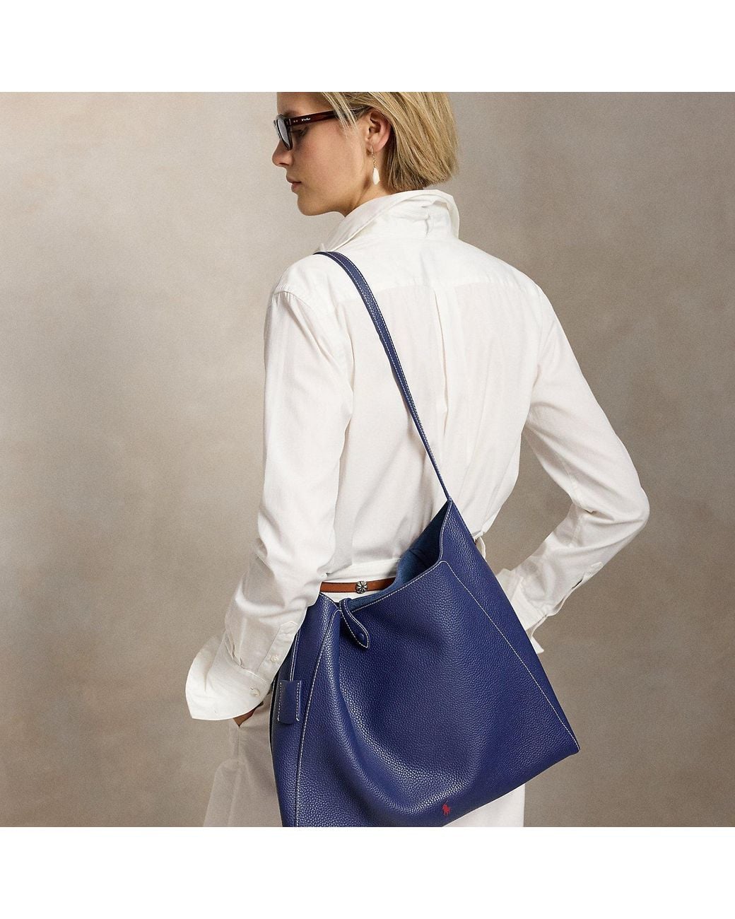 Polo Ralph Lauren Polo Play Leather Messenger Bag in Blue | Lyst