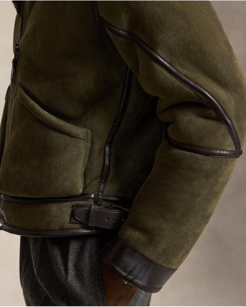Polo Ralph Lauren Brown Shearling Flight Jacket for men