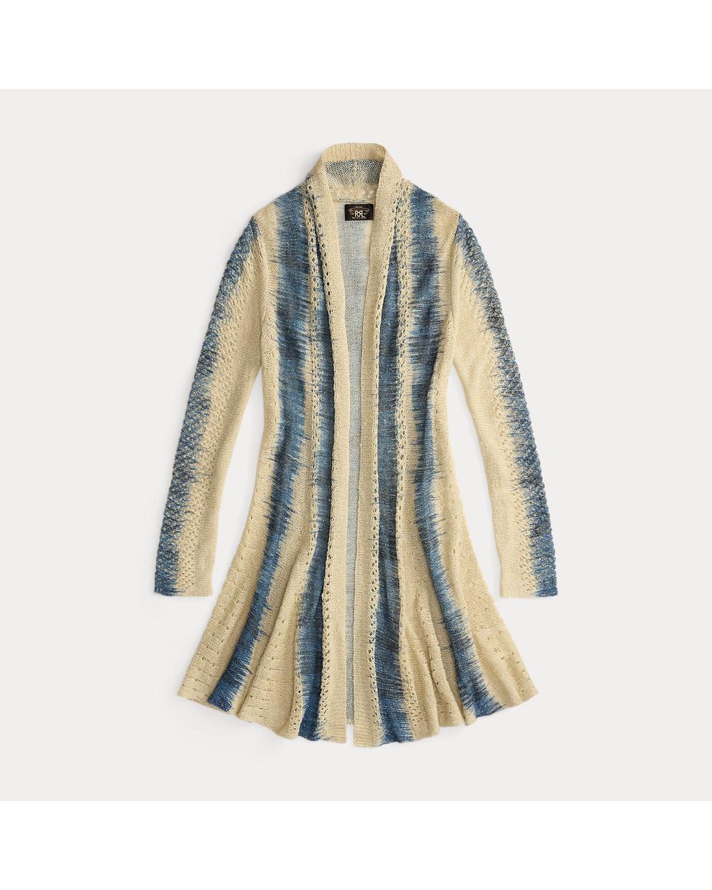 RRL Blue Linen-Silk Pointelle Duster Cardigan