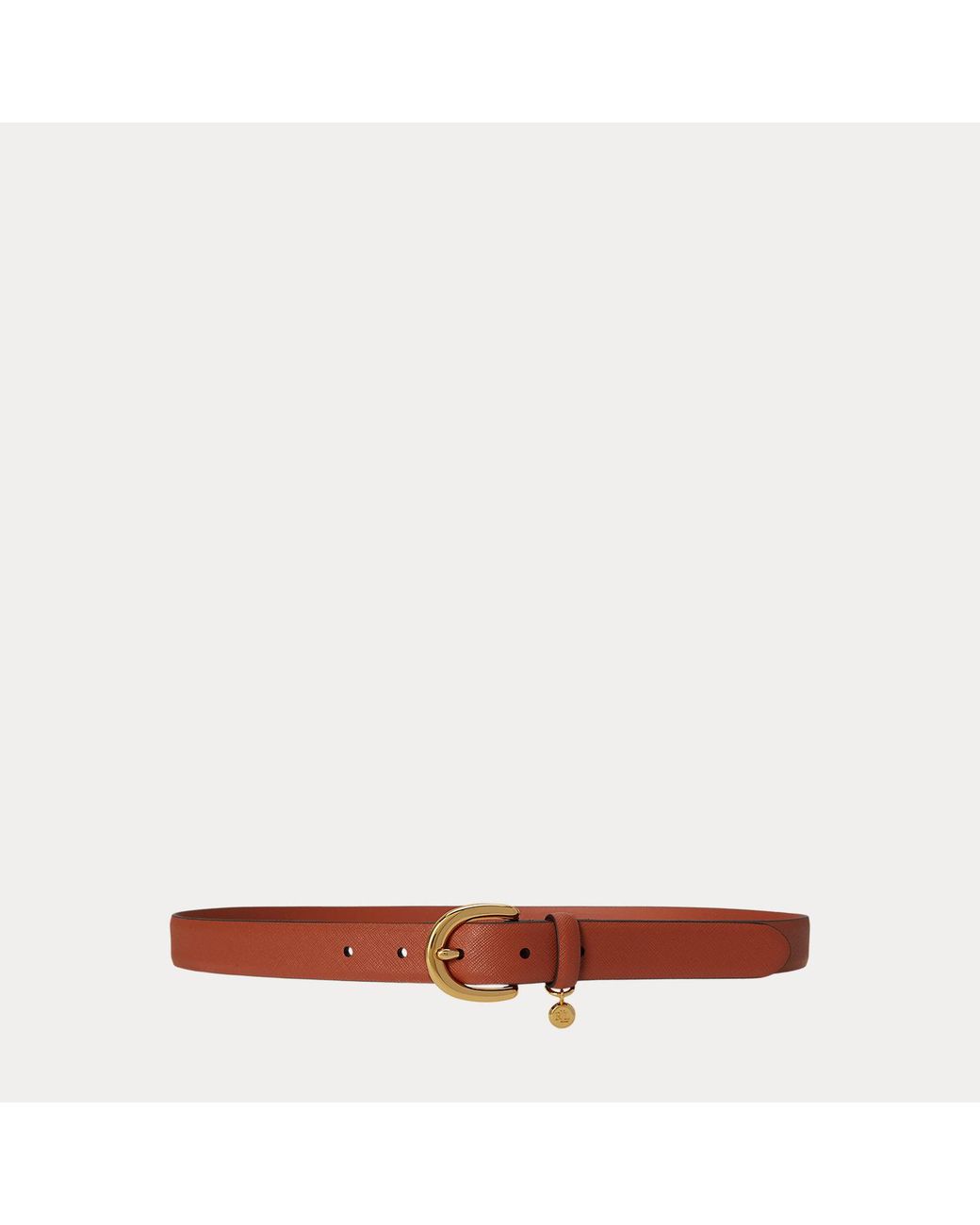 Ralph Lauren Red Charm Crosshatch Leather Belt