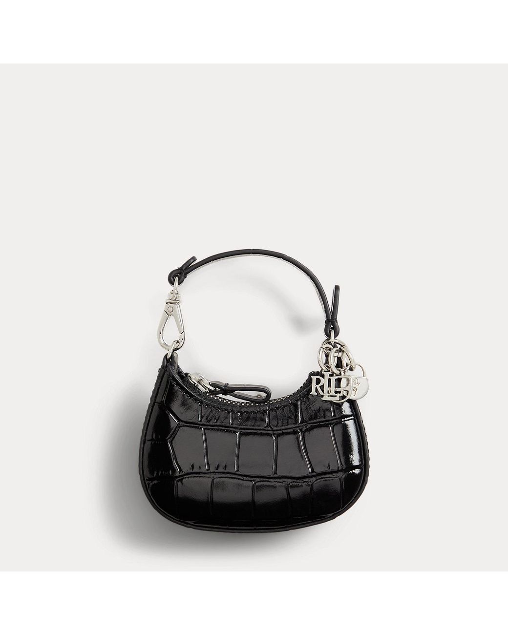 Ralph Lauren Gray Croc-Embossed Leather Marcy Charm