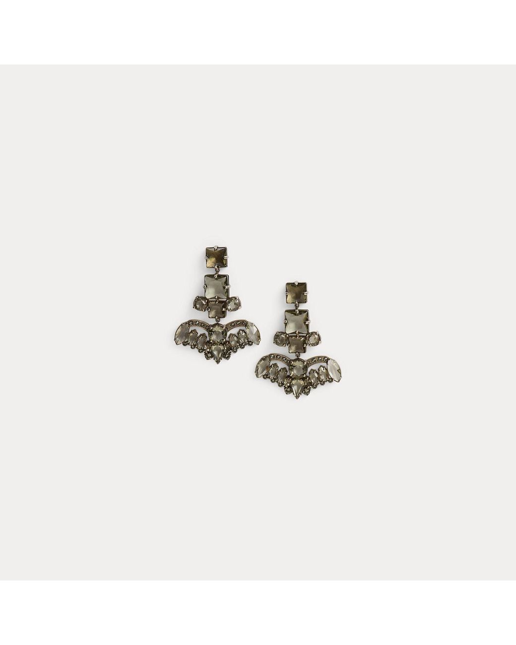 Ralph Lauren Brown Antiqued Crystal Chandelier Earrings