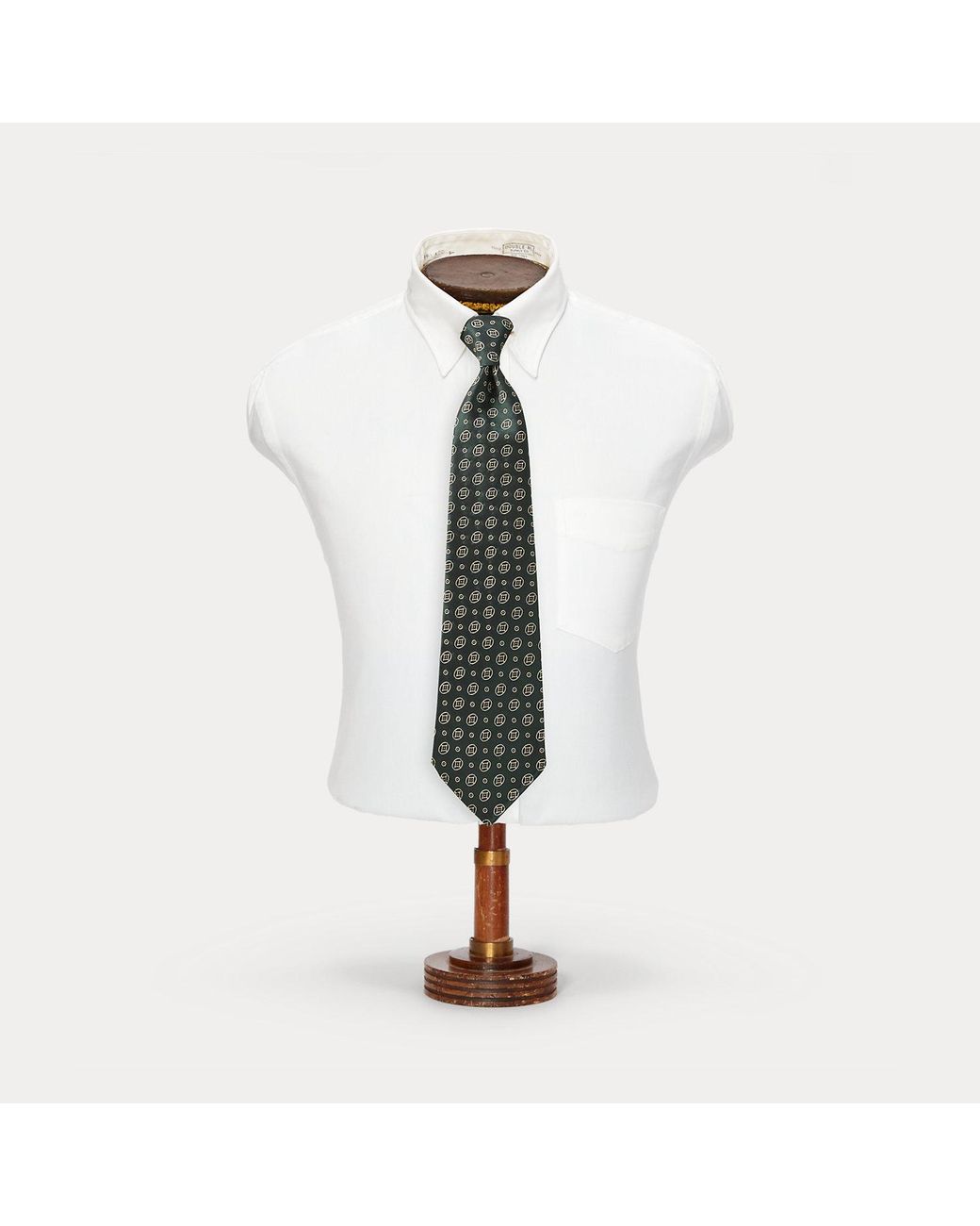 RRL White Handmade Patterned Silk Jacquard Tie for men