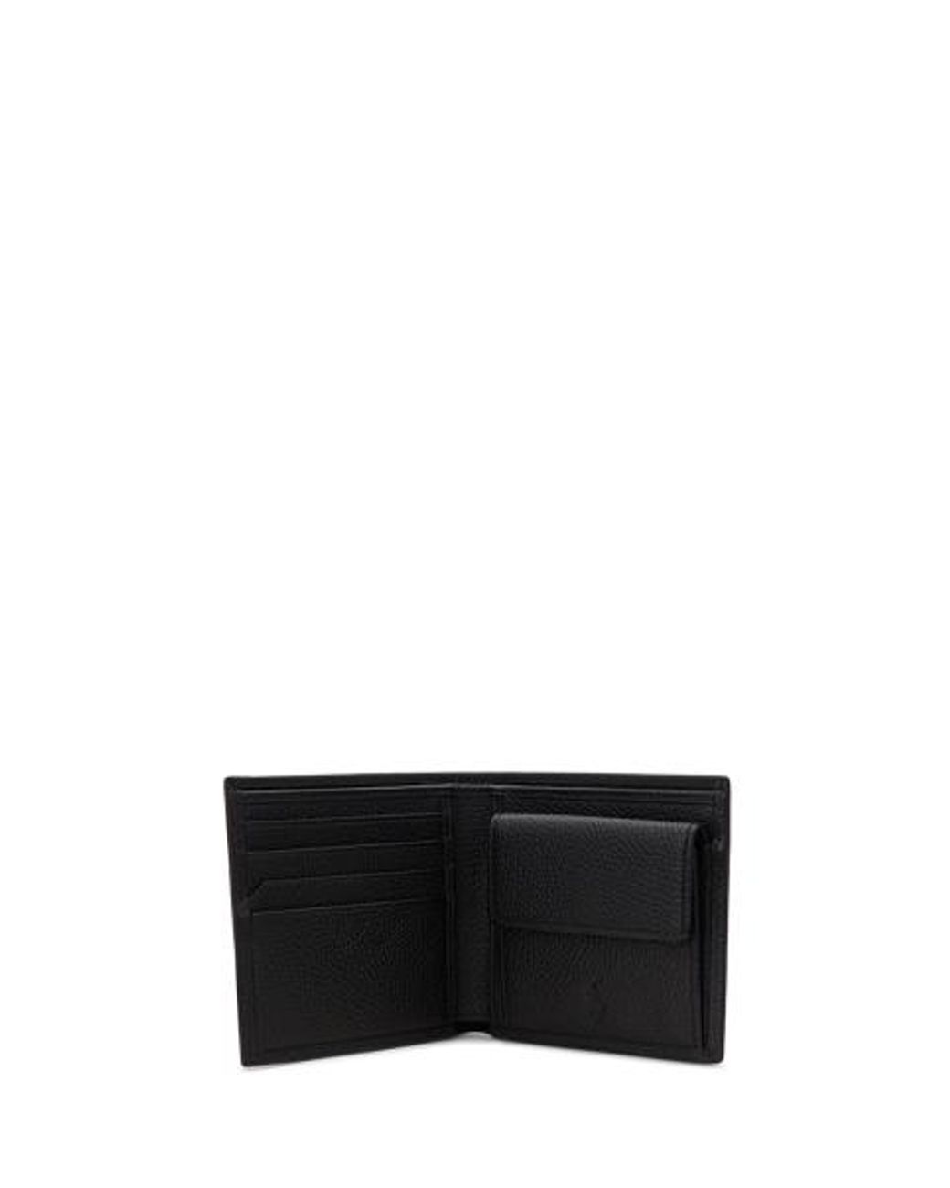 Polo Ralph Lauren Black Pebbled Leather Billfold Coin Wallet for men