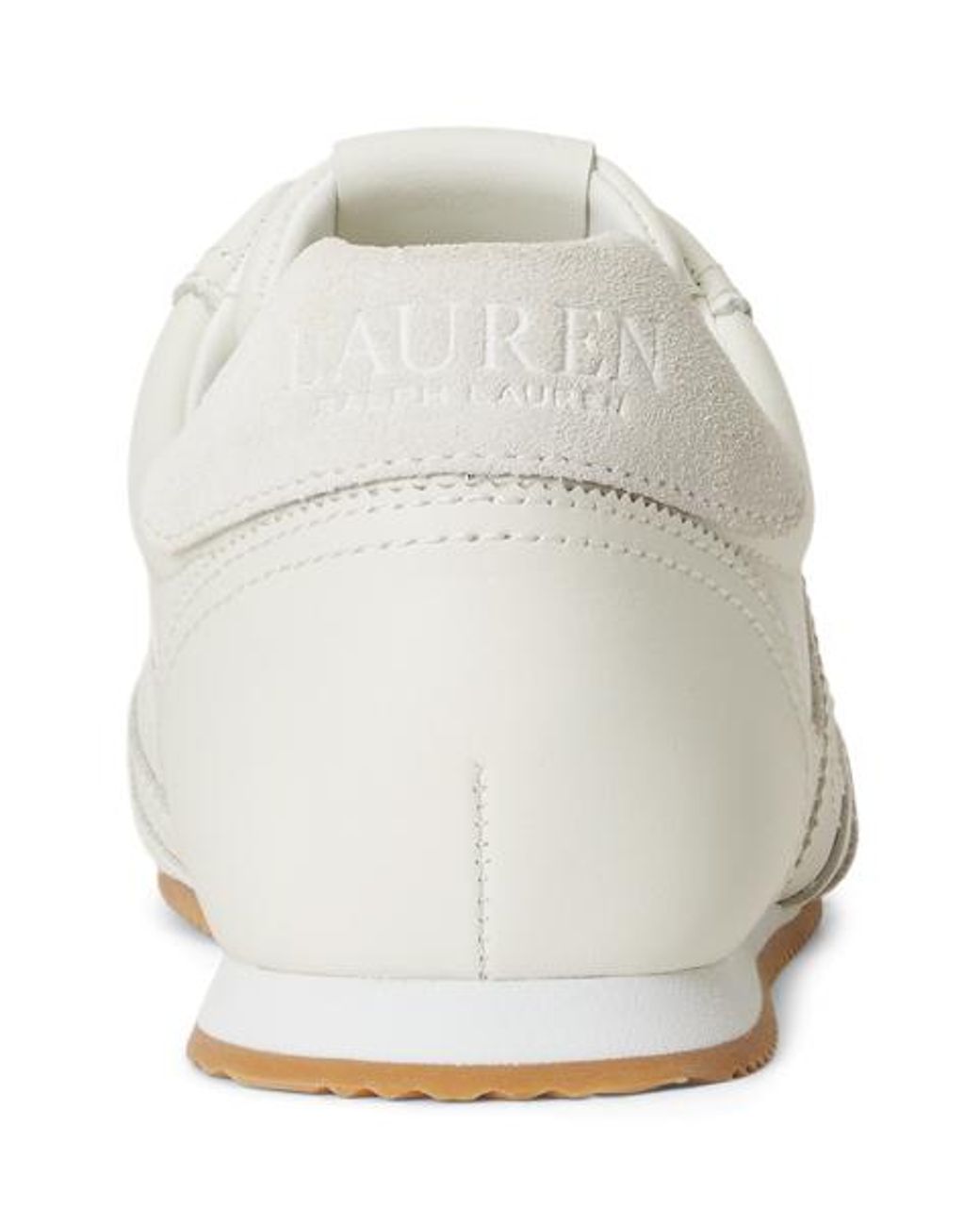 Ralph Lauren White Dani Low Profile Leather And Suede Trainers