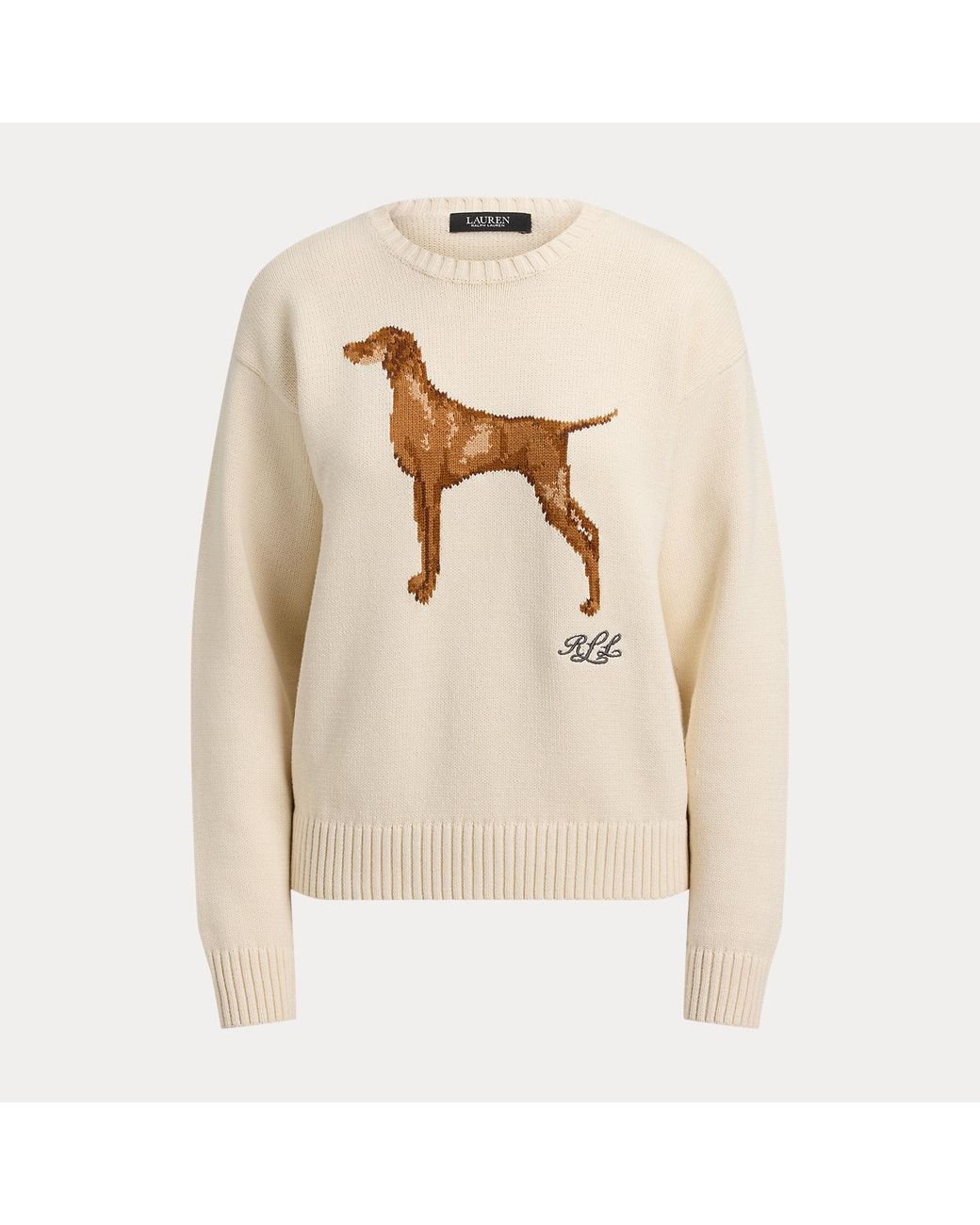 Ralph Lauren Natural Intarsia-Knit Vizsla Cotton Jumper