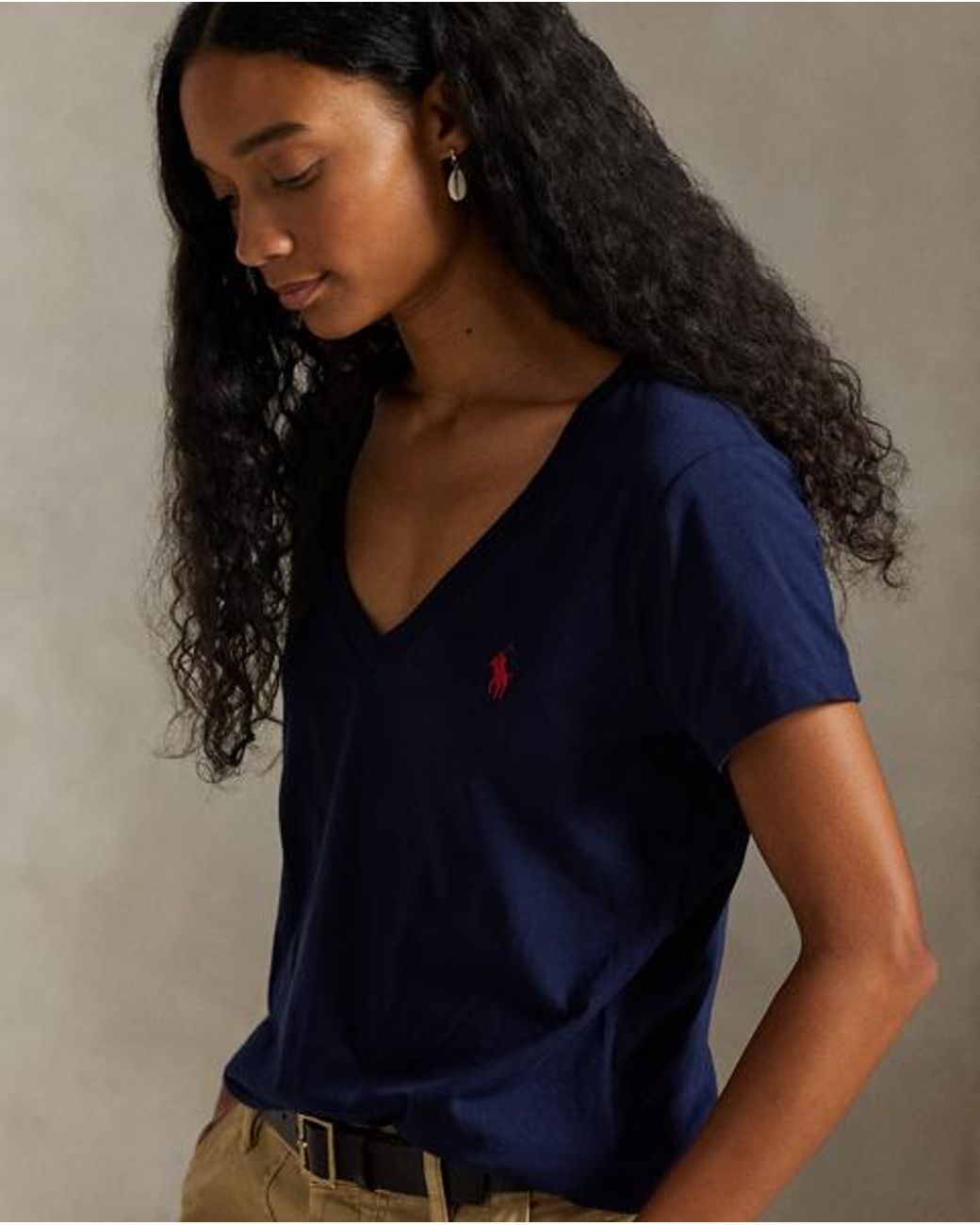 Polo Ralph Lauren Blue Cotton Jersey V-Neck T-Shirt