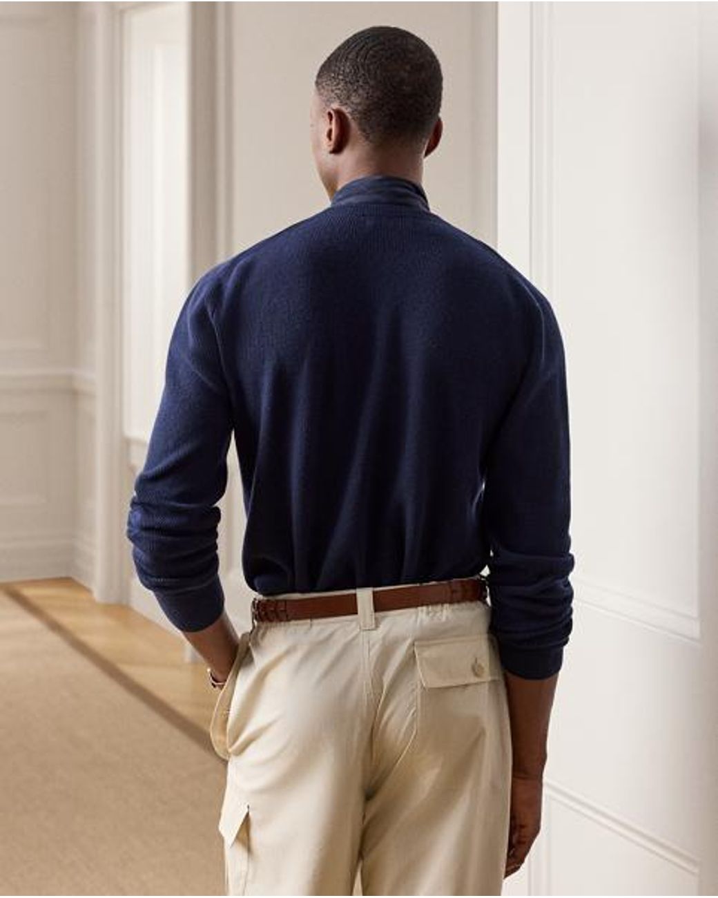 Ralph Lauren Blue Textured Cashmere Jumper for men