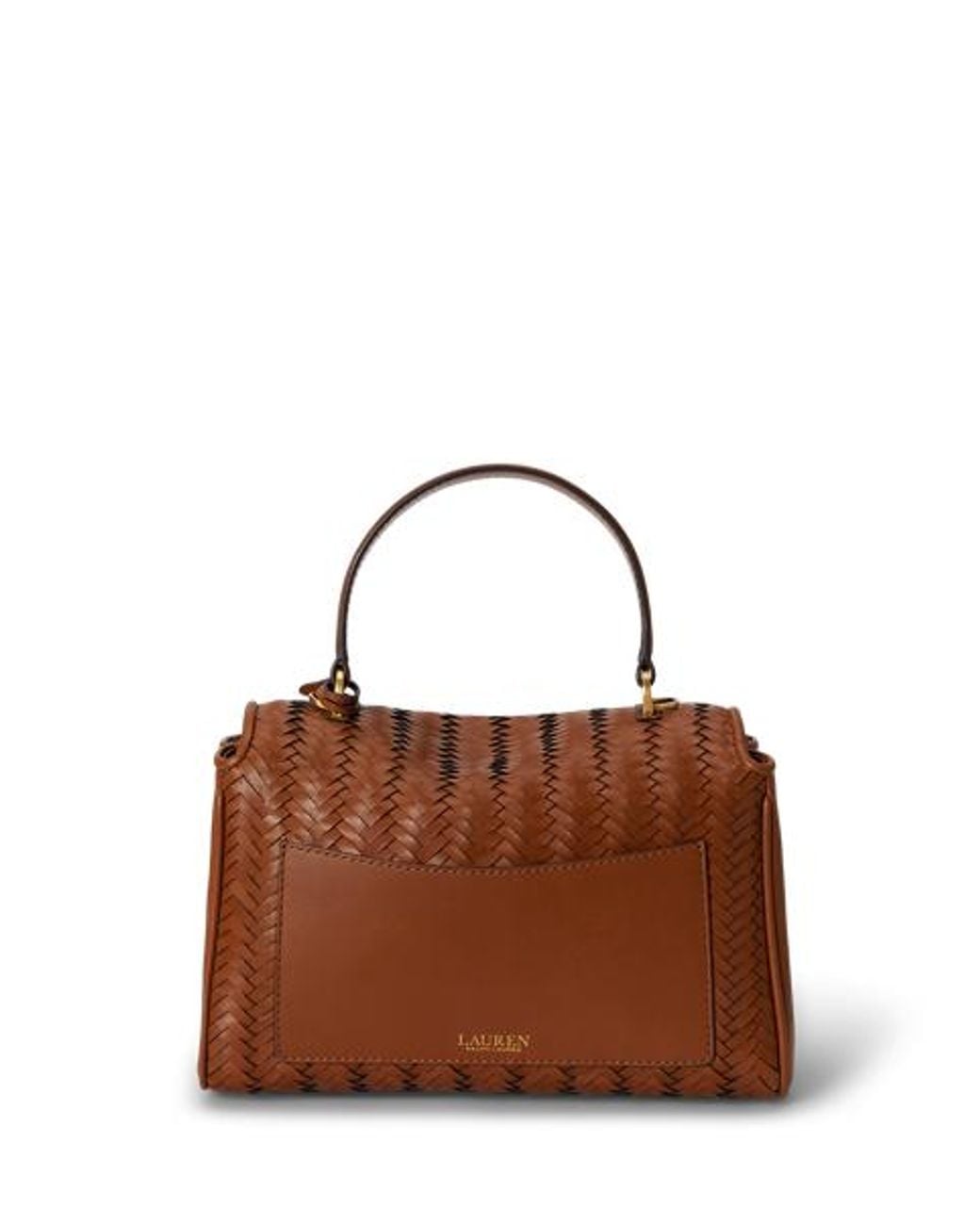 Ralph Lauren Blue Woven Leather Small Farrah Soft Satchel
