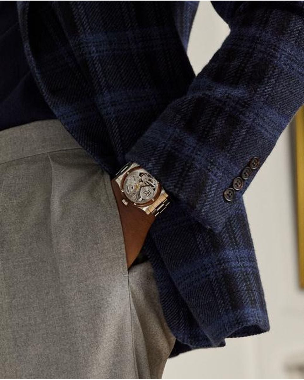 Ralph Lauren Blue Kent Hand-Tailored Plaid Wool Sport Coat for men