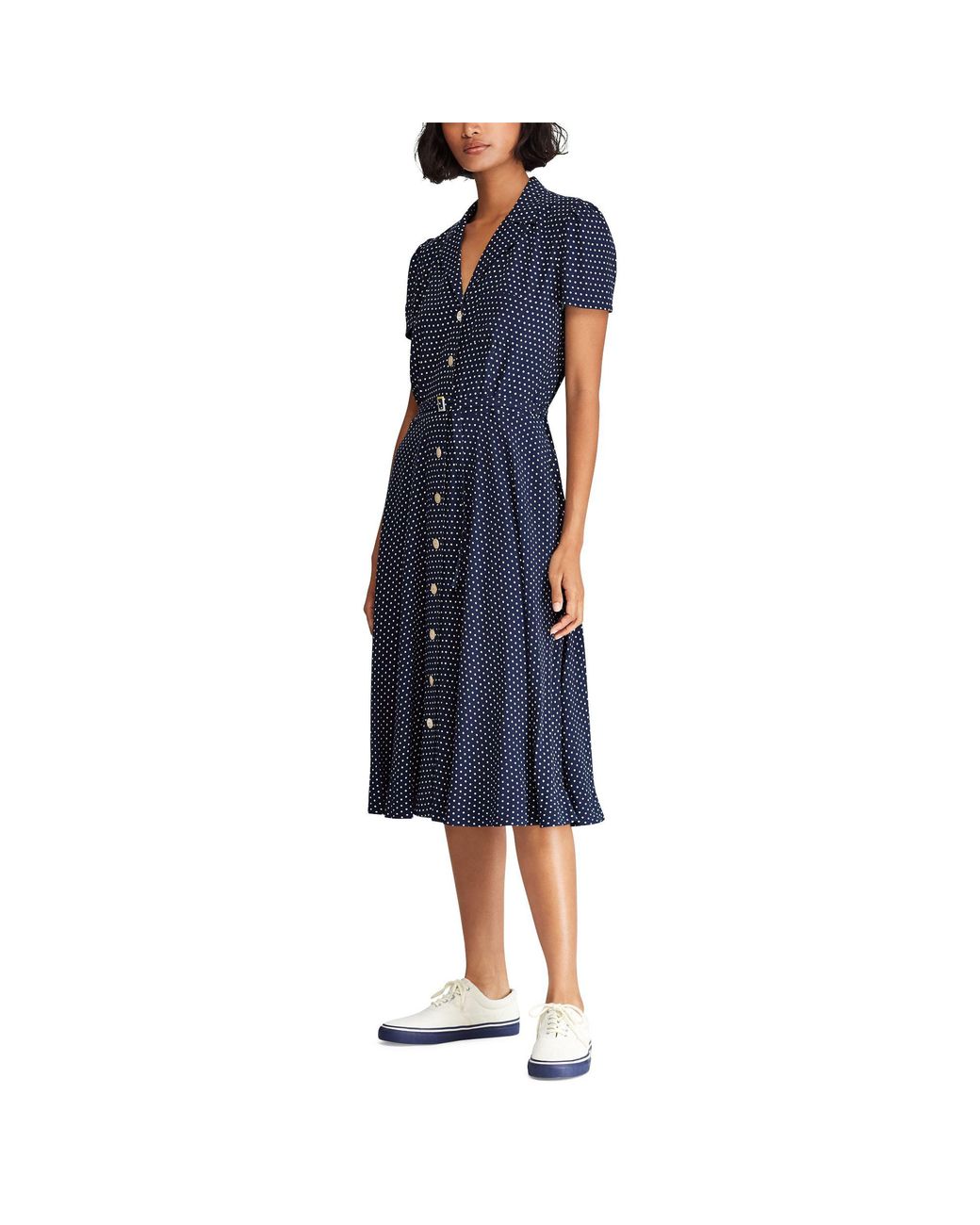 Polo Ralph Lauren Shirt Dress With Tiny Polka Dots in Blue | Lyst