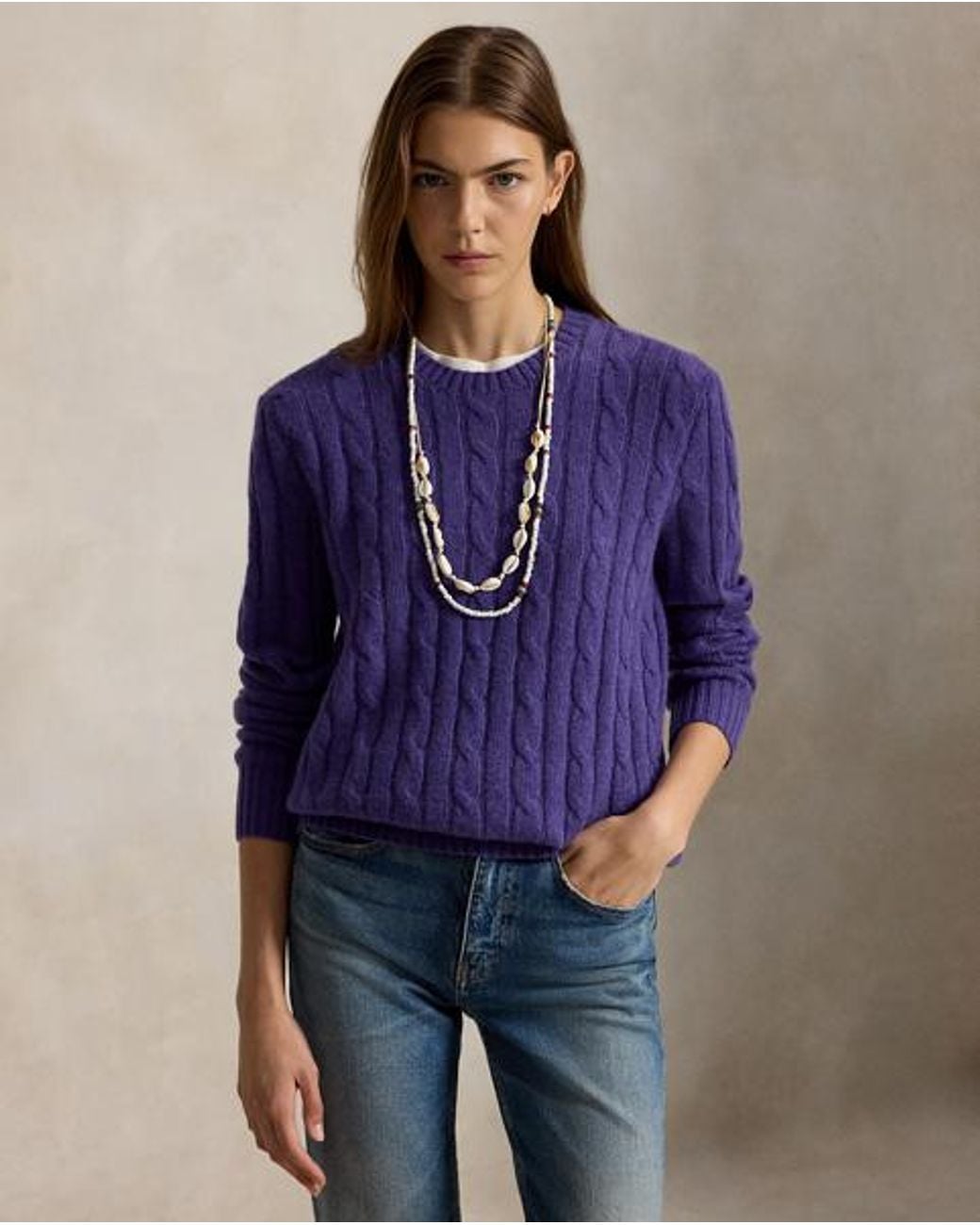 Polo Ralph Lauren Purple The Iconic Cable-Knit Cashmere Sweater for men