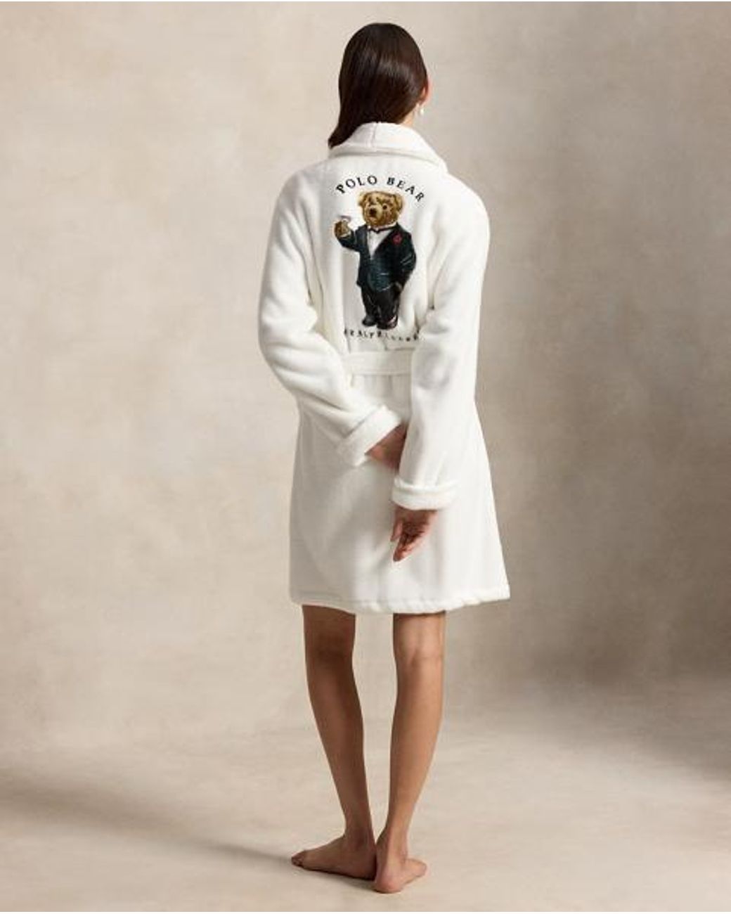Polo Ralph Lauren White Polo Bear Cotton Robe