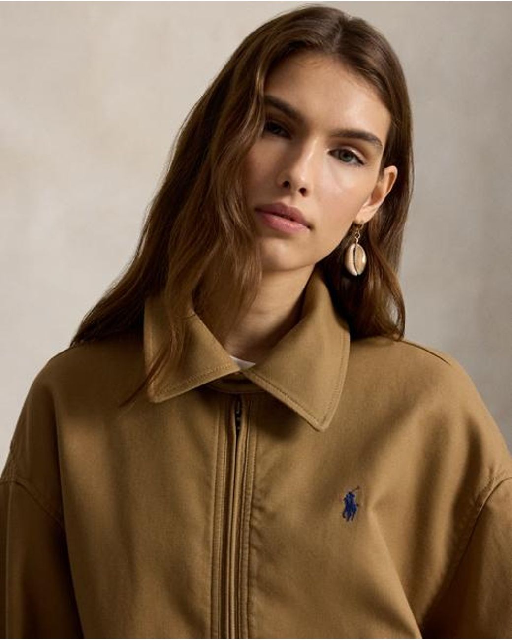 Polo Ralph Lauren Brown Oversize Cotton Windbreaker