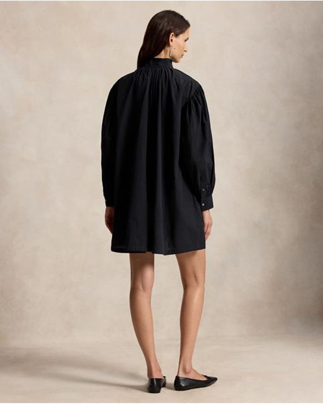 Polo Ralph Lauren Black Pleated Tuxedo-Collar Dress