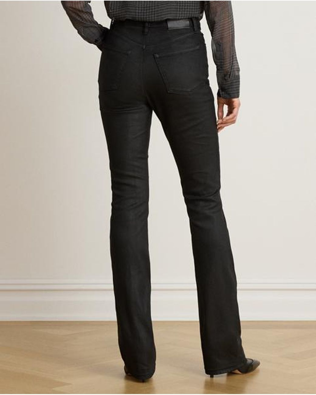 Ralph Lauren Black Coated High-Rise Bootcut Jean