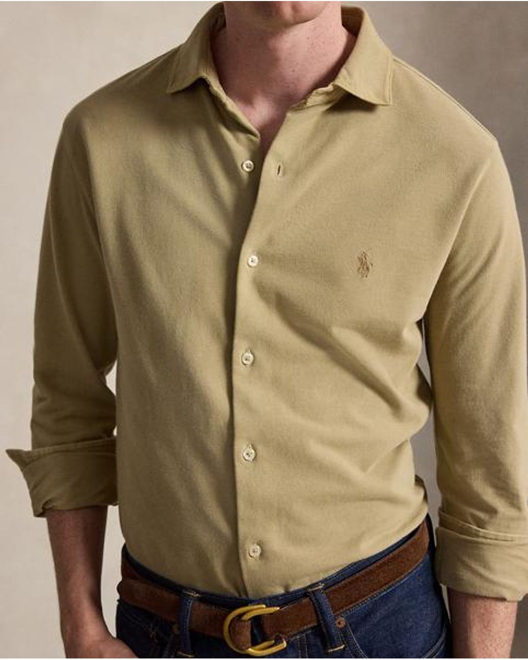 Polo Ralph Lauren Green Featherweight Mesh Shirt for men