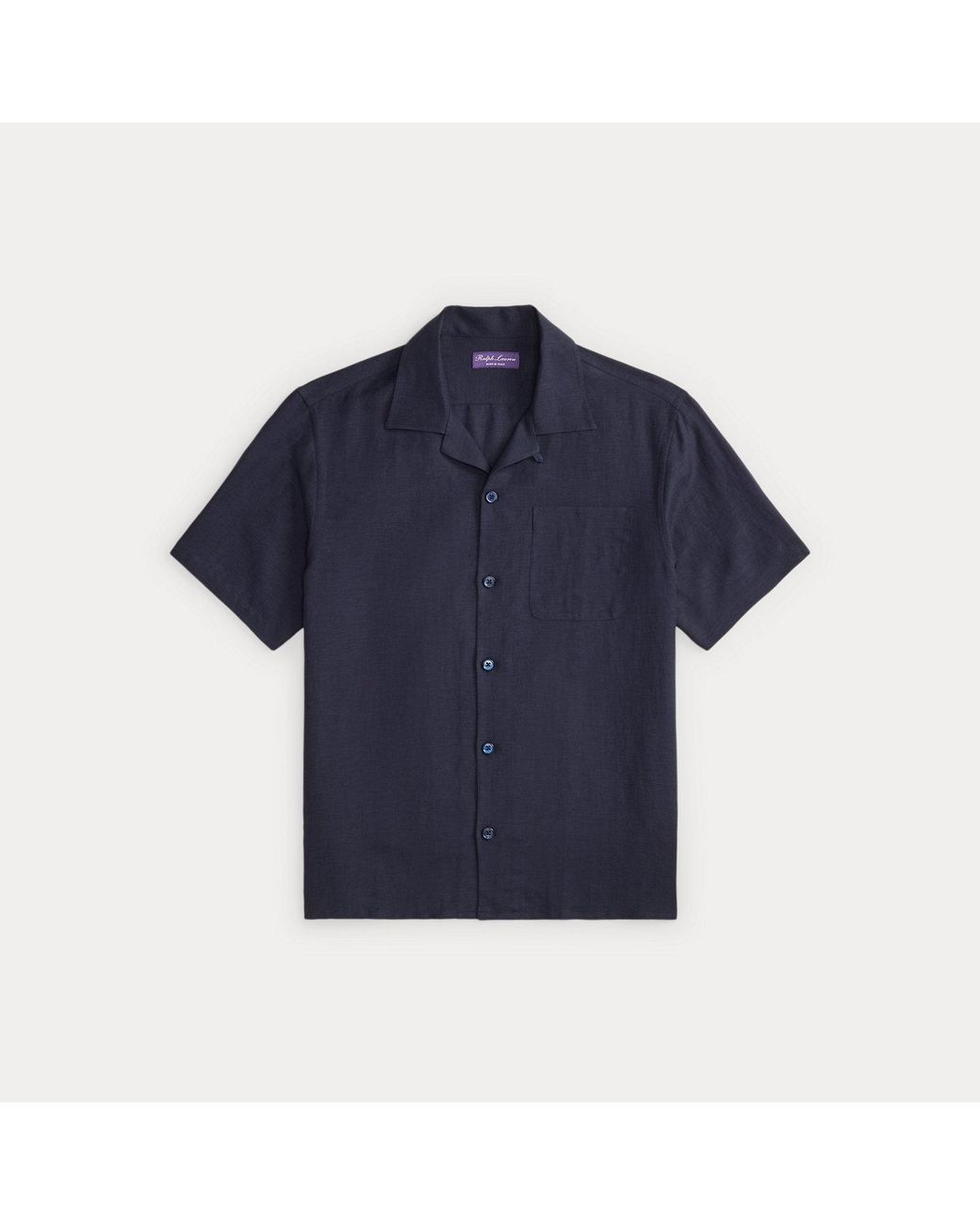 Ralph Lauren Blue Silk-Linen Camp Shirt for men