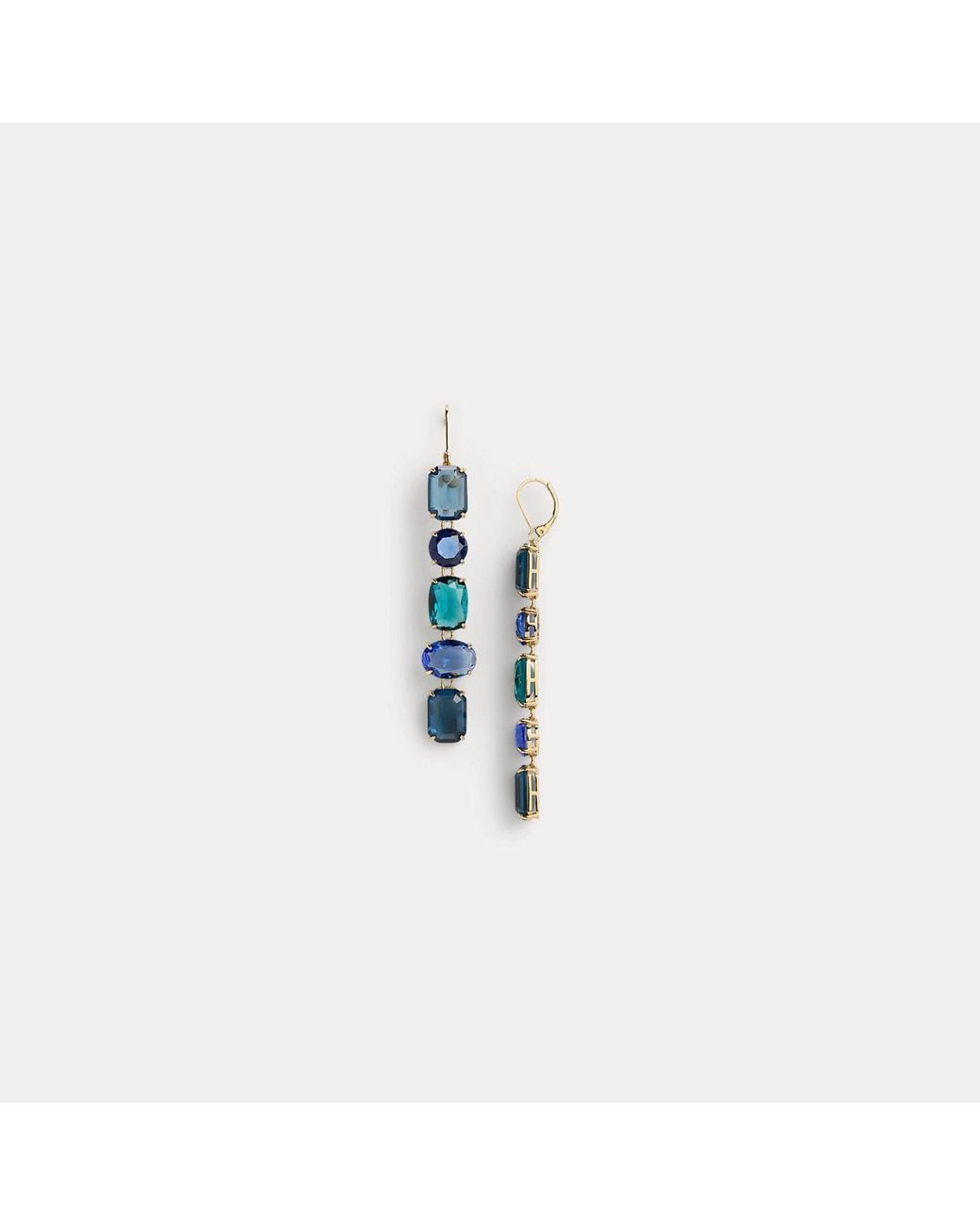 Ralph Lauren Blue Plated Stone Linear Drop Earrings