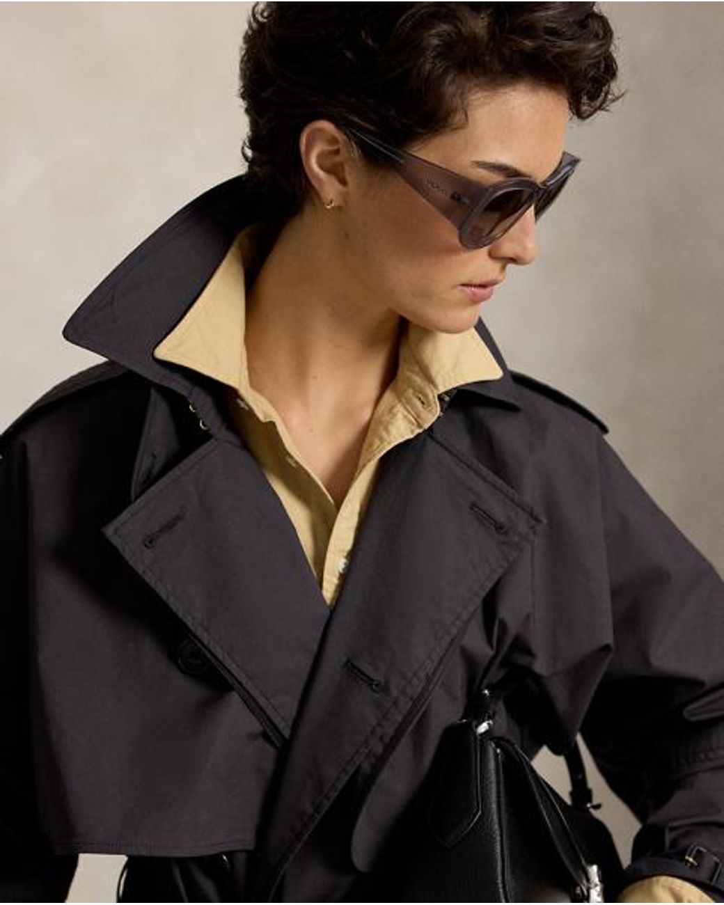 Polo Ralph Lauren Black Capelet Trench Coat