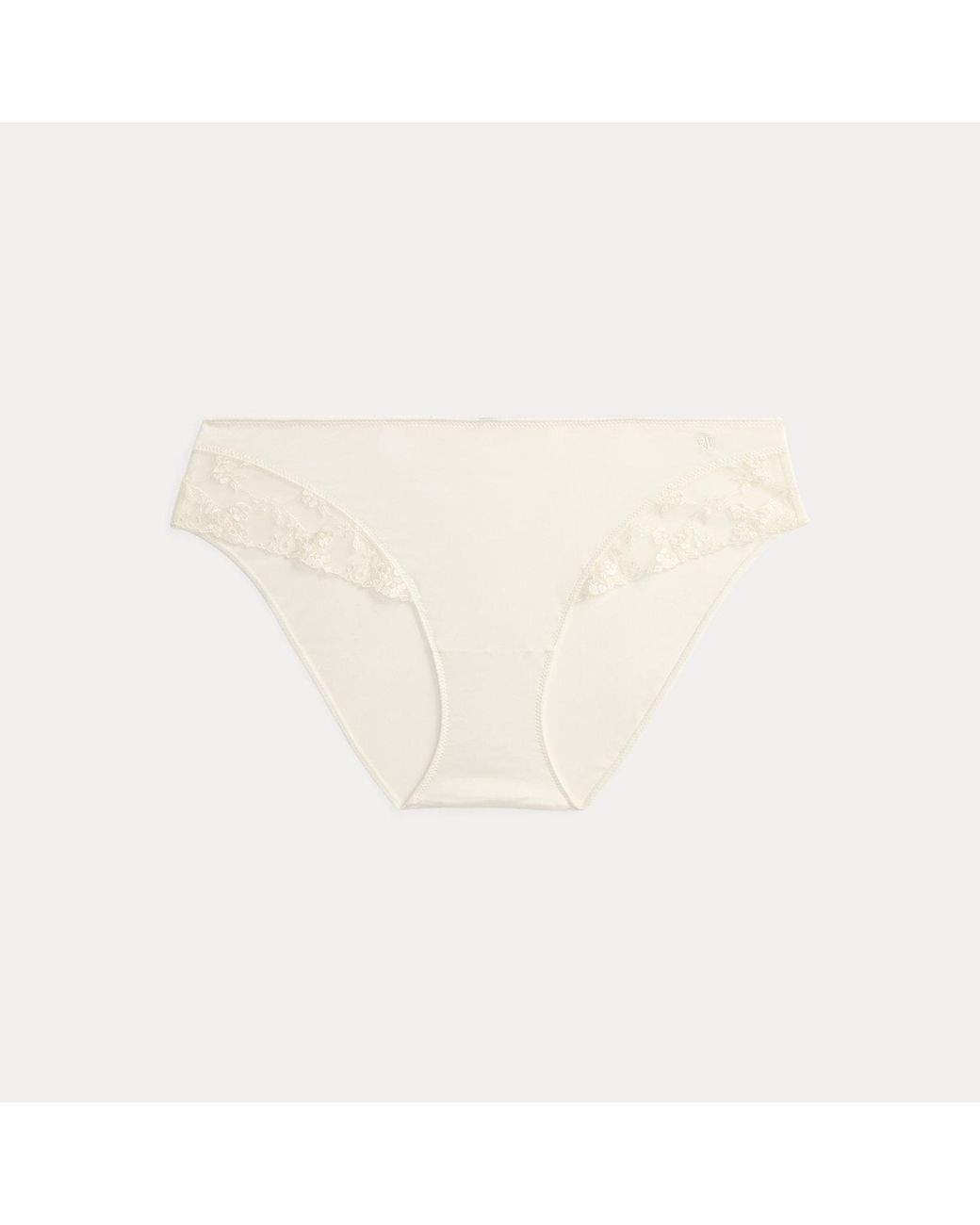 Ralph Lauren White Embroidered Mesh & Satin Tap Short Brief