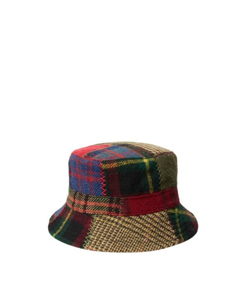 Polo Ralph Lauren Green Patchwork Wool Plaid Bucket Hat for men