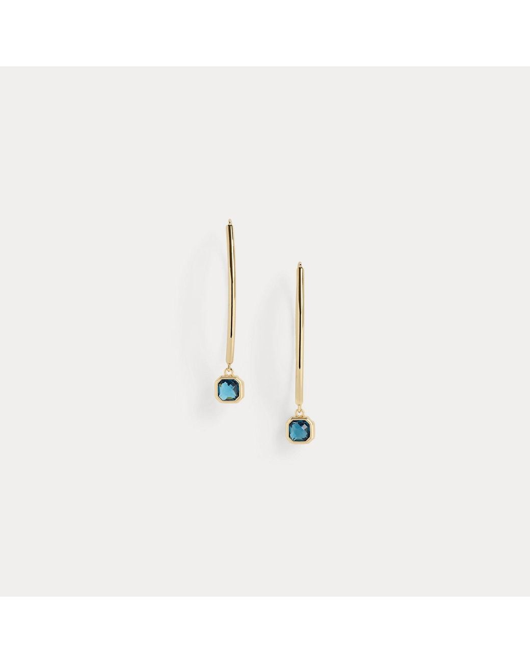 Ralph Lauren Blue Plated Stone Threader Earrings