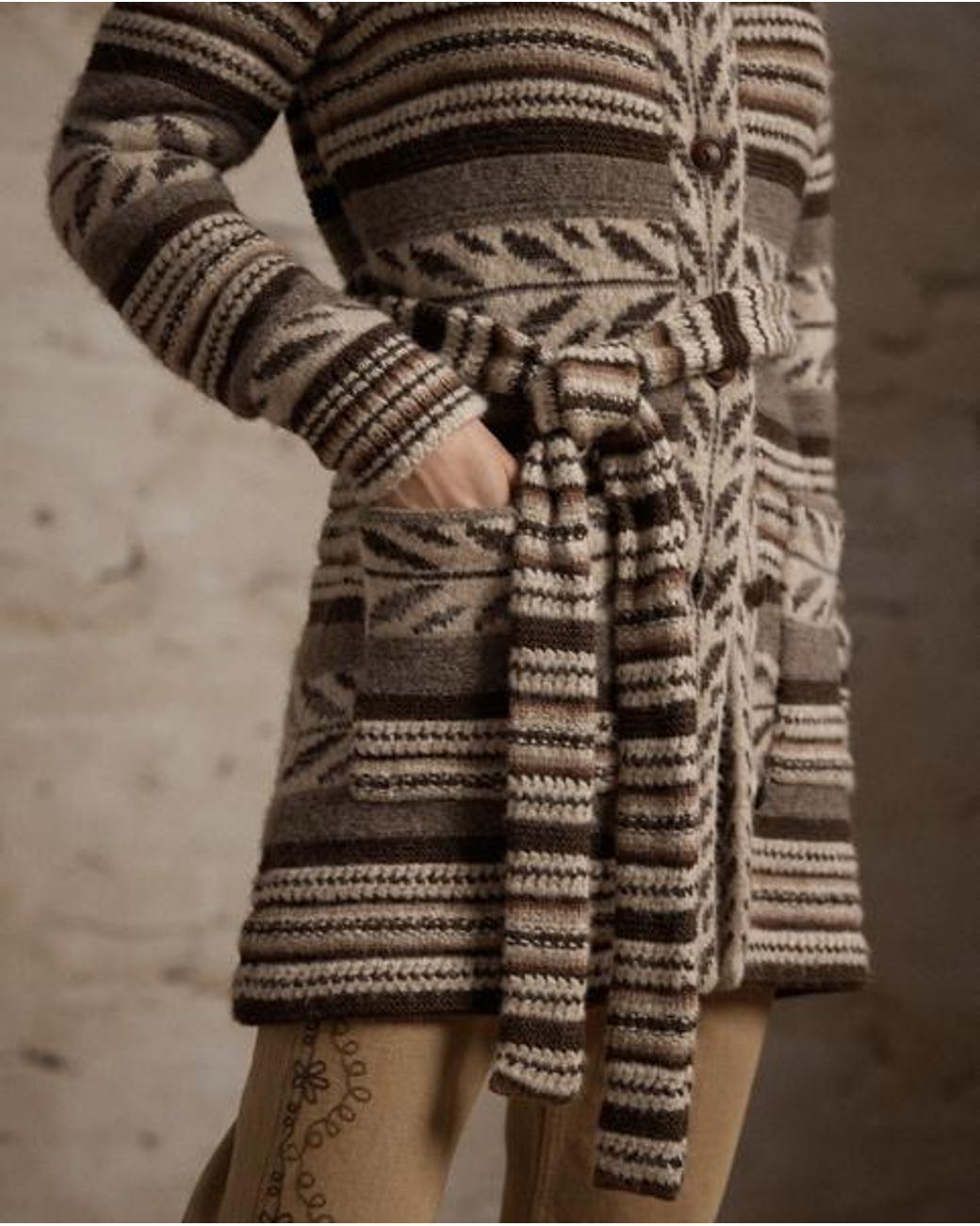 RRL Gray Striped Wool-Blend Cardigan