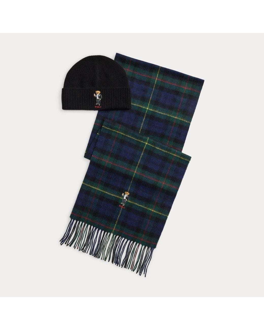 Polo Ralph Lauren Blue Martini Bear Beanie & Scarf Gift Set for men