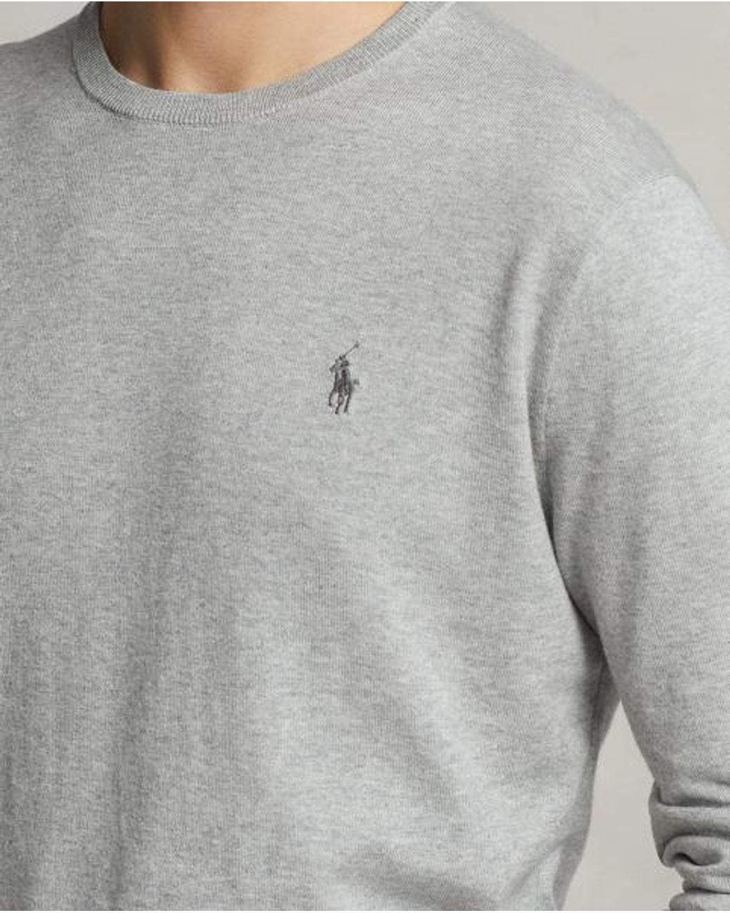 Polo Ralph Lauren Gray Slim Fit Cotton Sweater for men