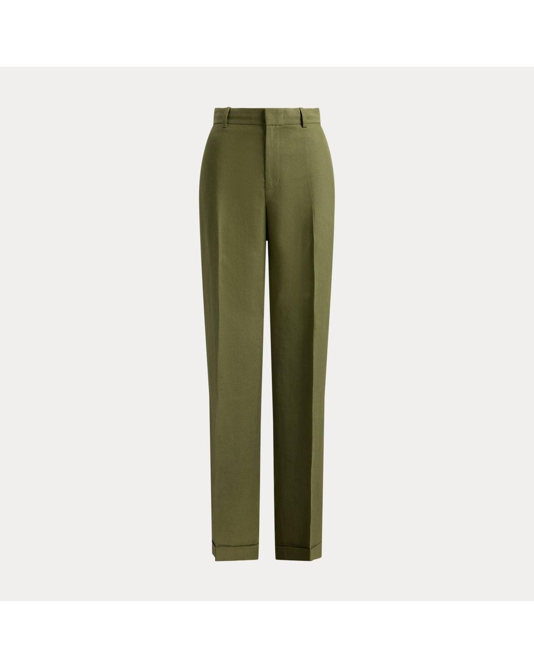 Polo Ralph Lauren Green Hemp-Linen Relaxed Straight Trouser
