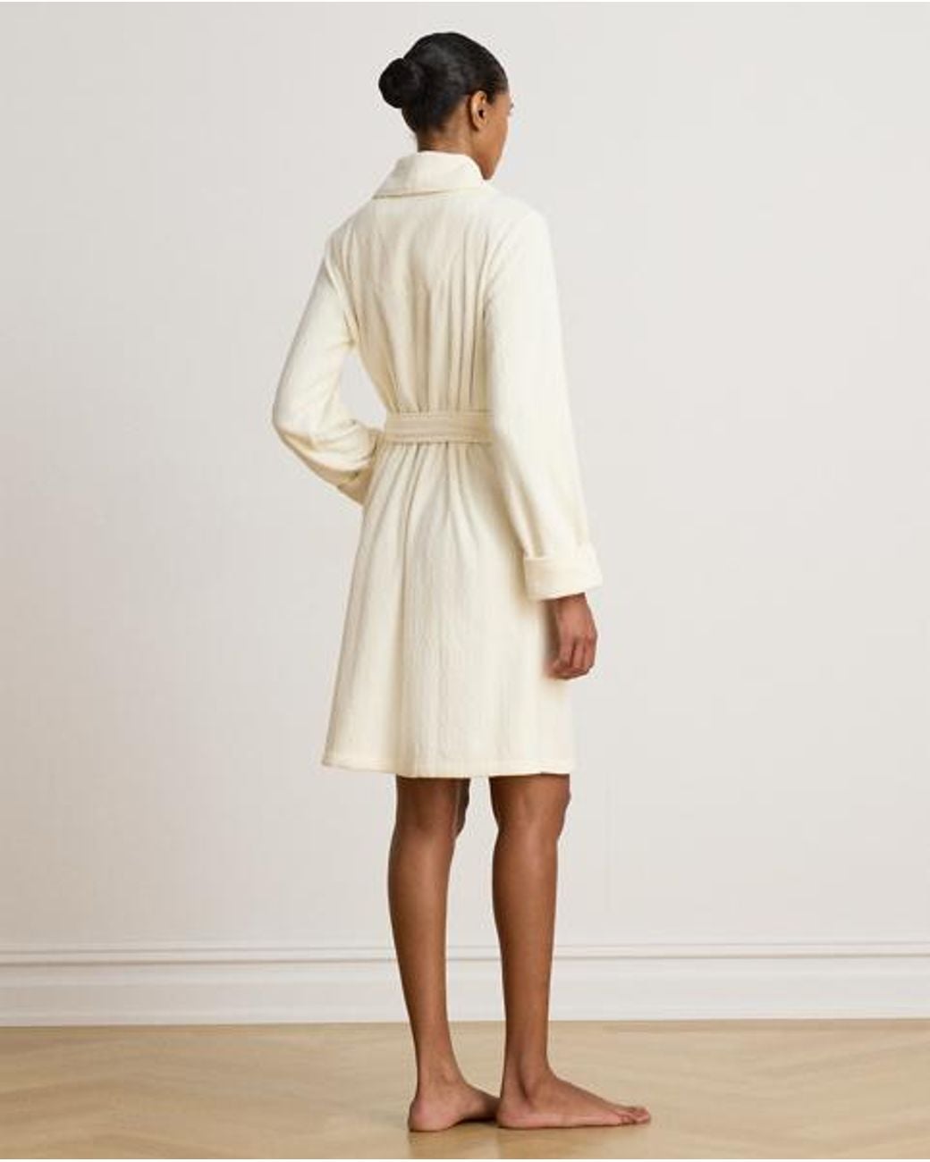 Ralph Lauren Natural Cable Microfleece Shawl-Collar Robe