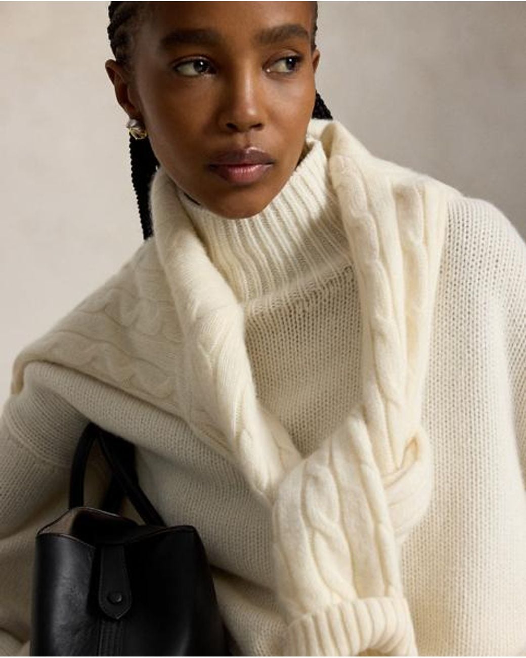 Polo Ralph Lauren Natural Cashmere Funnelneck Jumper
