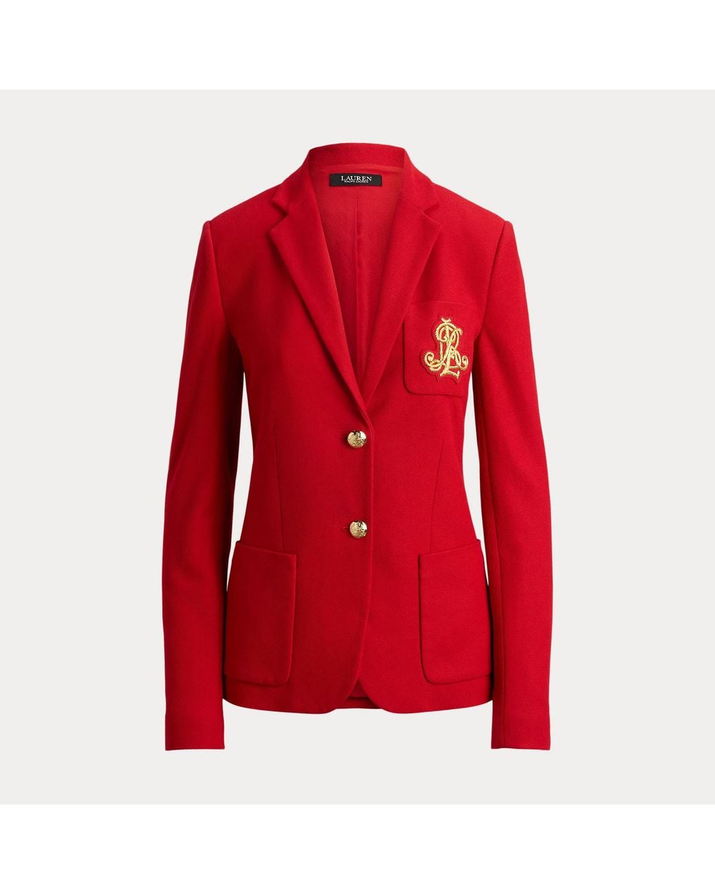 Ralph Lauren Red Bullion Stretch-Cotton Piqué Blazer