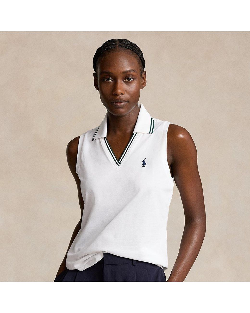 売れ筋商品|||ラルフローレン Tシャツ レディース トップス WIMBLEDON SLEEVLESS PIQUE POLO SHIRT - Polo shirt - ceramic white Wimbledon Sleeveless Piqué Polo Shirt | Ralph Lauren® Australia