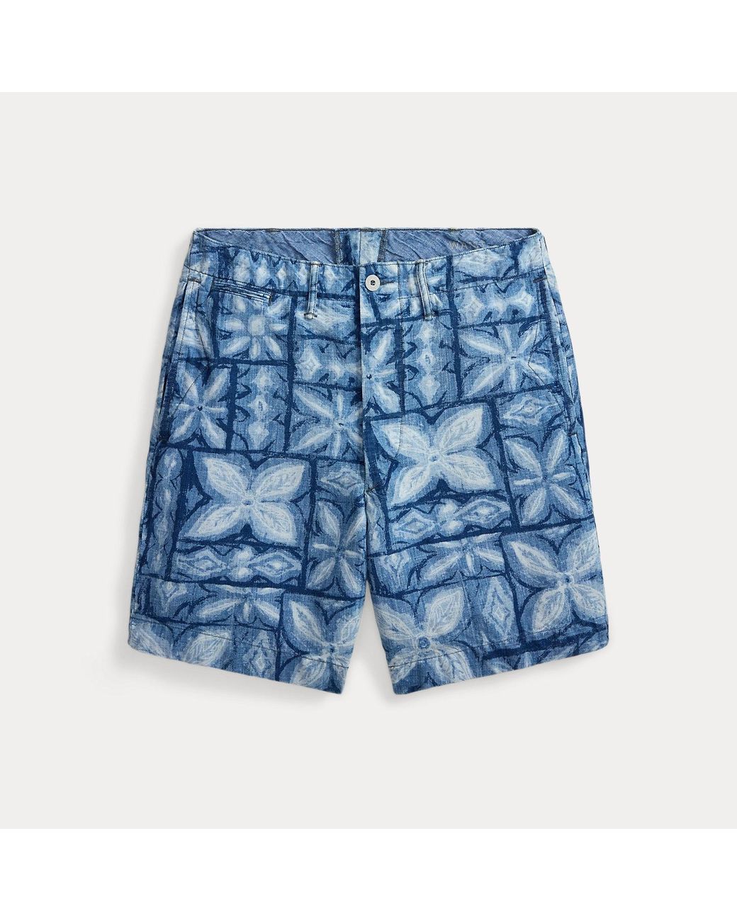 RRL Blue Linen-Cotton Officer's Short for men