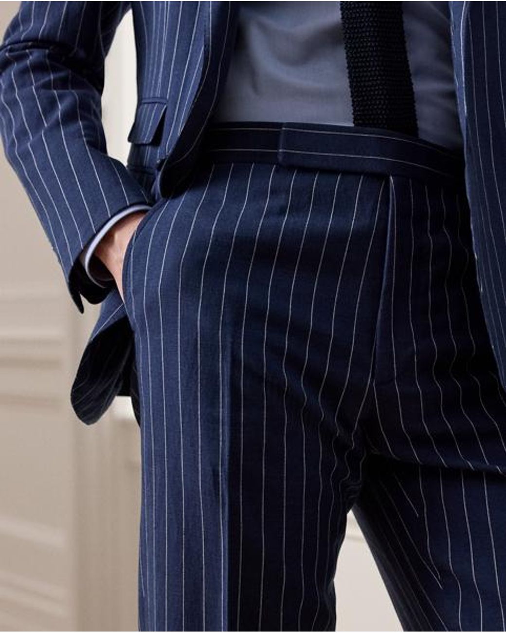 Ralph Lauren Blue Gregory Hand-Tailored Striped Trousers for men