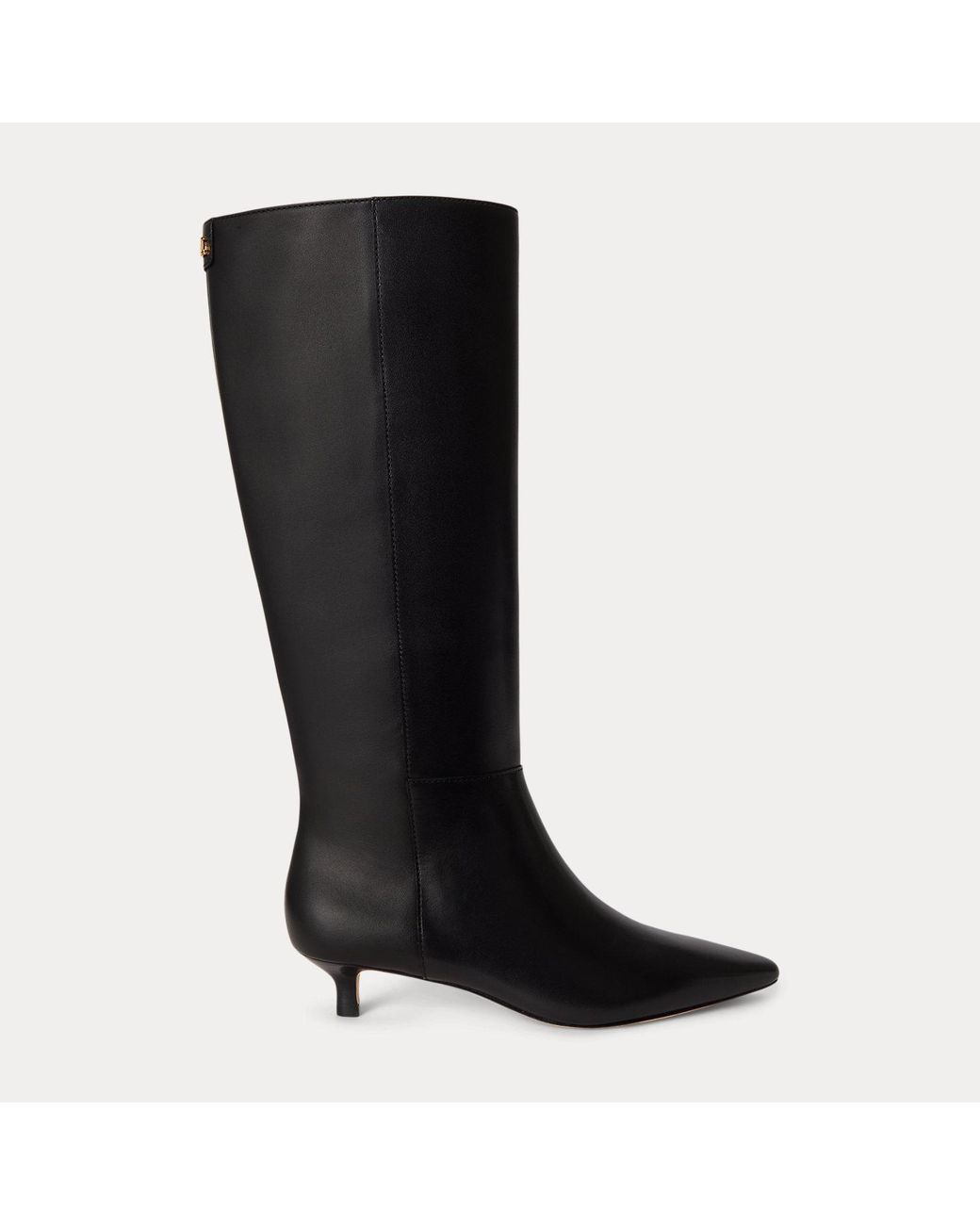 Ralph Lauren Black Francesca Calfskin Tall Boot Heel