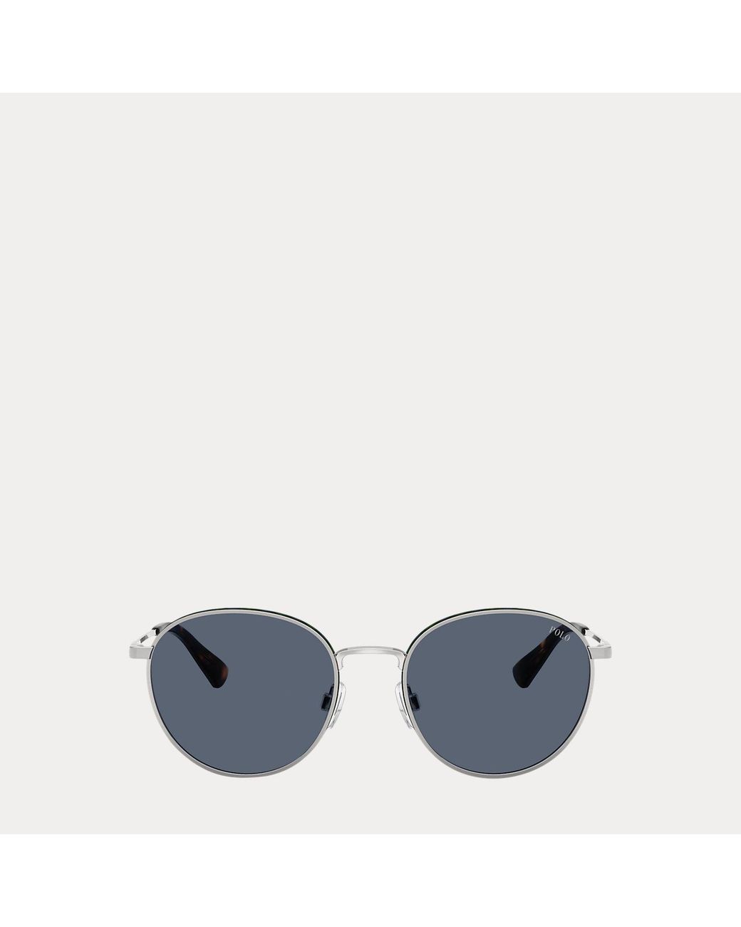 Polo Ralph Lauren Black Ralph Lauren Plaid-Accent Round Metal Sunglasses for men