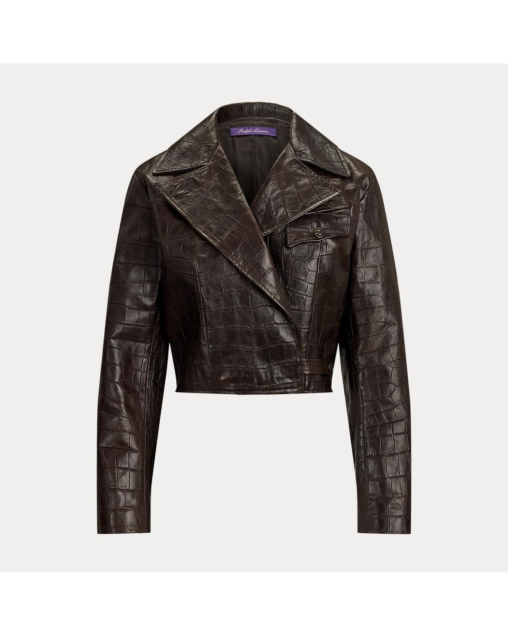 Ralph Lauren Black Jaxson Printed Lambskin Moto Jacket