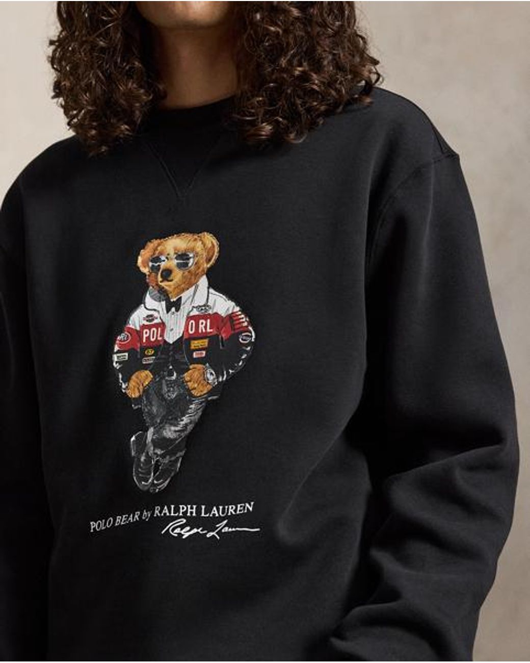 Ralph Lauren Black Polo Bear Fleece Sweatshirt for men