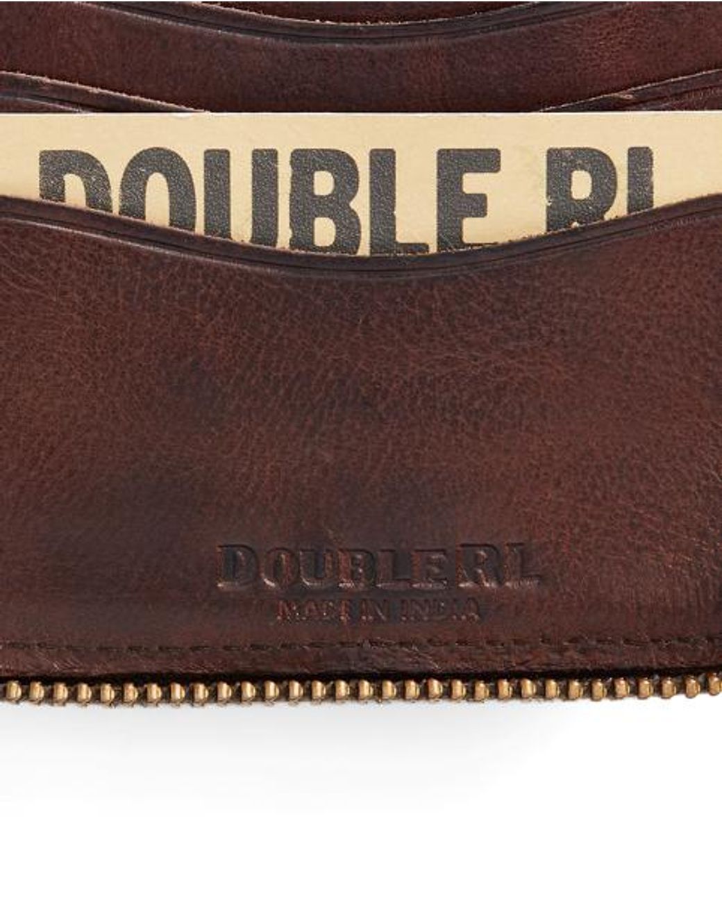 RRL Brown Leather Zip Wallet for men
