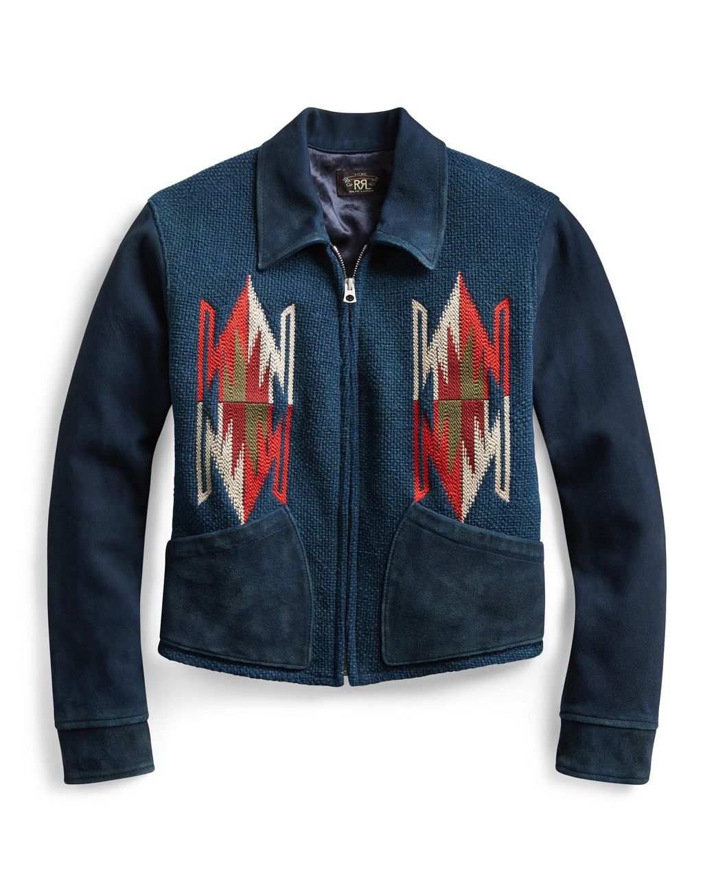 Ralph Lauren Chimayo Leather Jacket in Blue | Lyst