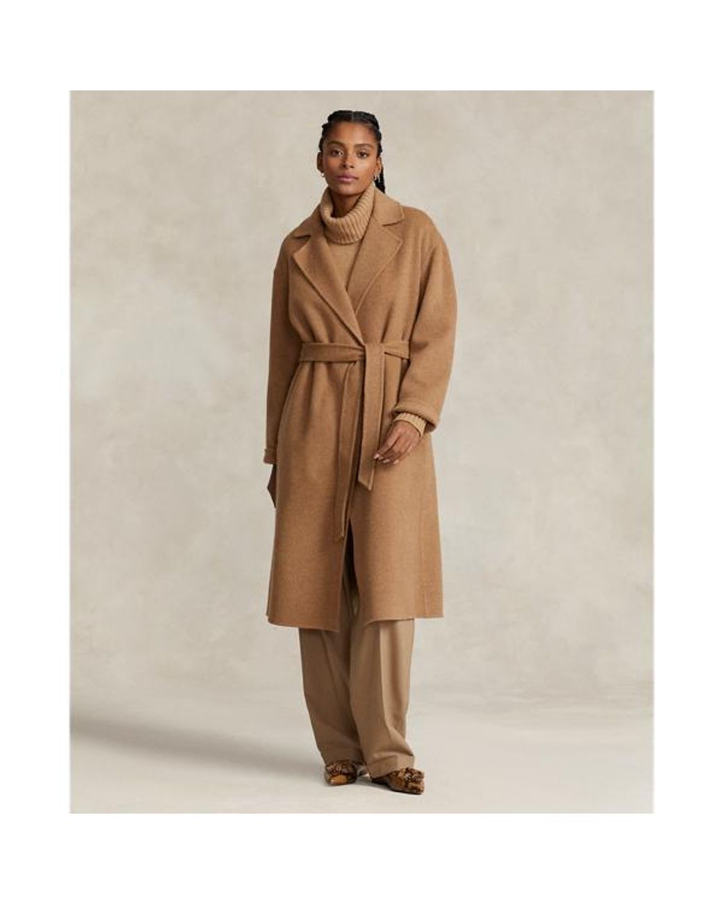 Polo Ralph Lauren Wool blend Wrap Coat in Brown Lyst UK