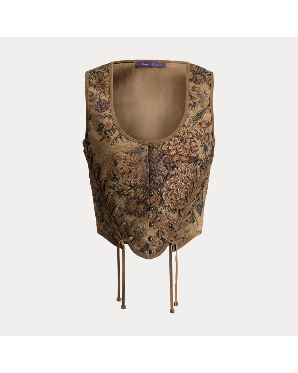 Ralph Lauren Green Thurlow Floral Gobelin Top