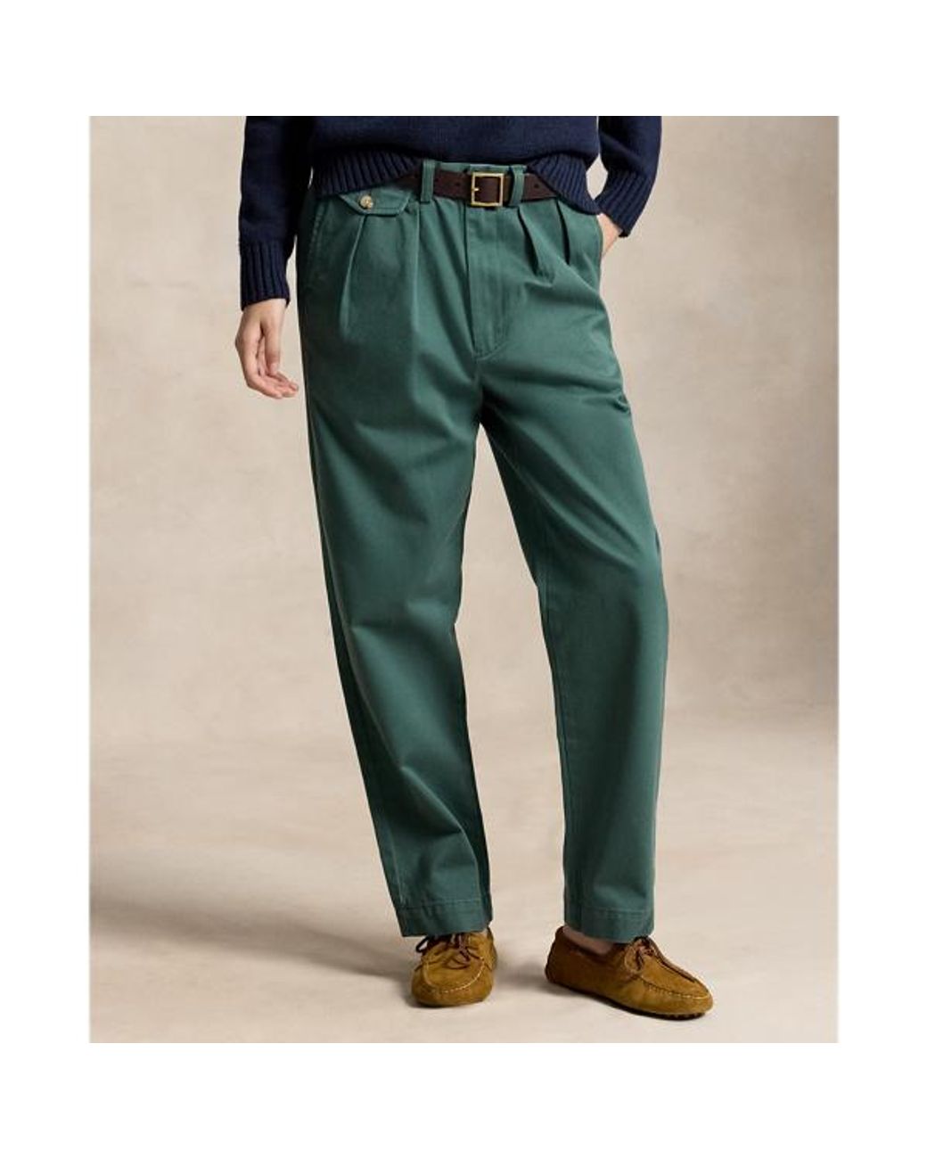 Polo Ralph Lauren Whitman Relaxed Fit Pleated Trouser in Green for